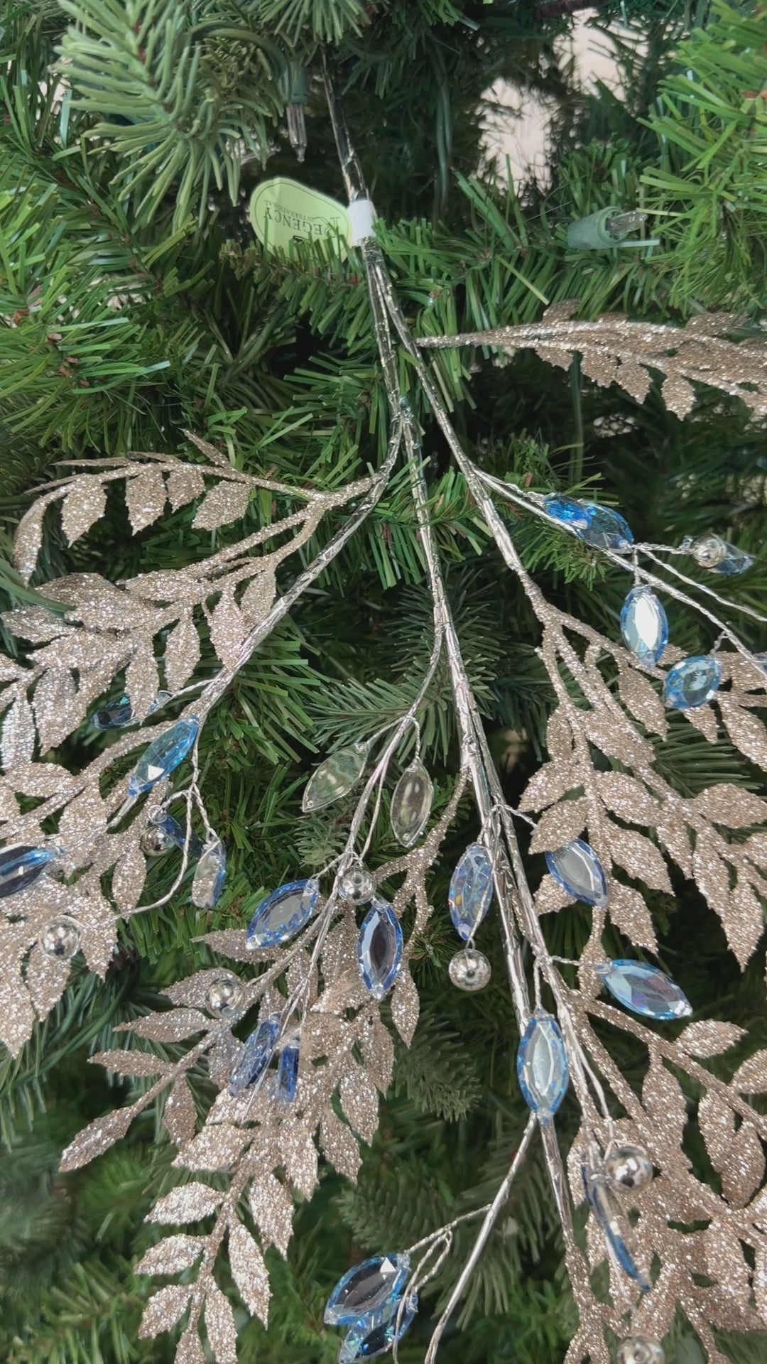 Silver Blue Jewel Leaf Spray