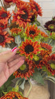 Orange Real Touch Double Sunflower Stem