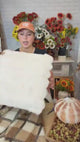 Cream Faux Fur Pillow with Channel Stitch