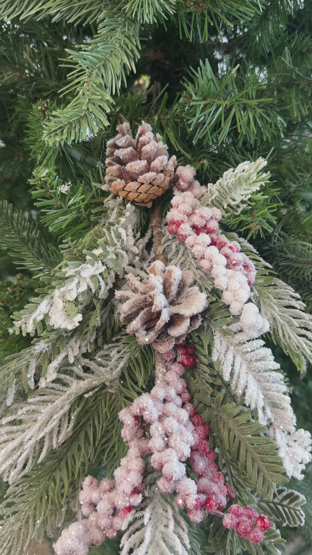 Red White Natural Snow Pine Berry Spray