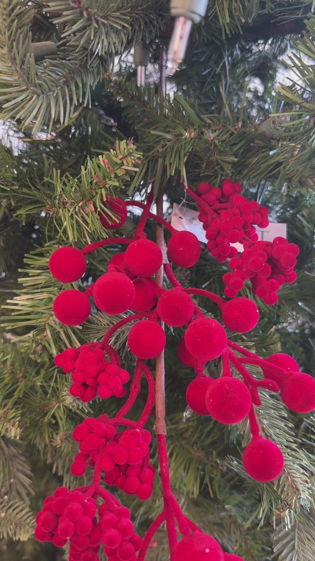 Flocked Red Berry Spray
