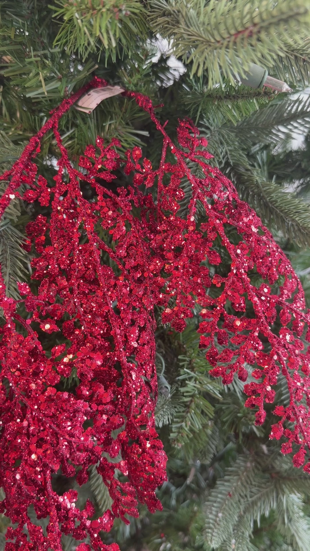 Red Glittered Maidenhair Spray