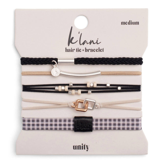 Unity Black & Silver Hair Tie Bracelet Set