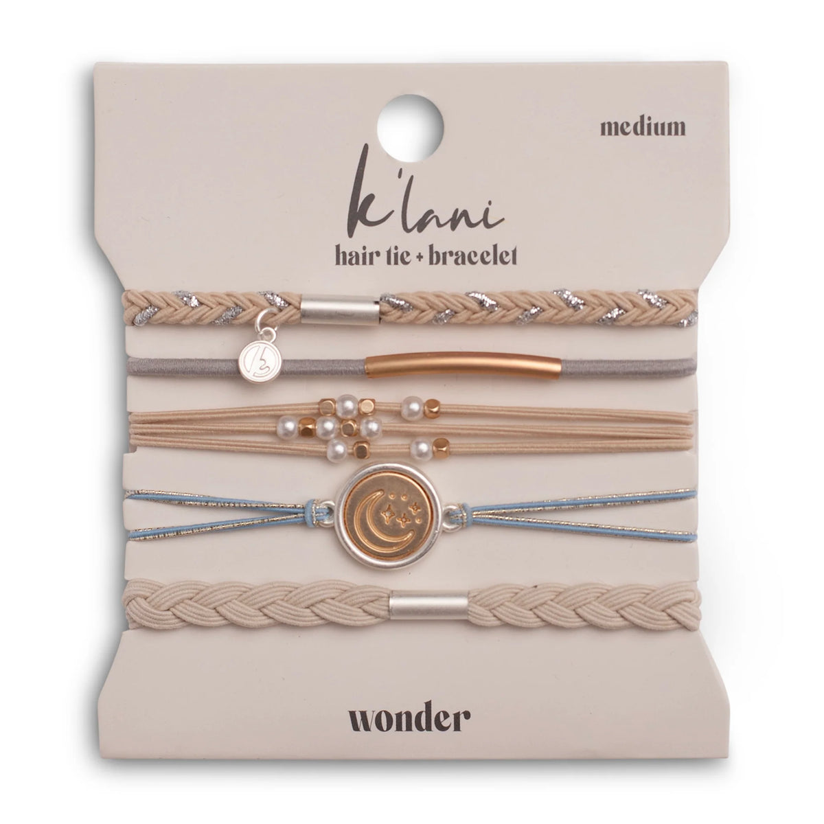Wonder Soft Creams & Blues Hair Tie Bracelet Set