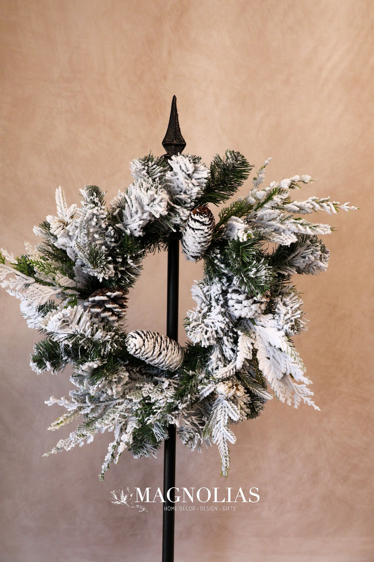 14" Snow Dusted Pine Candle Ring