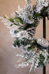 14" Snow Dusted Pine Candle Ring