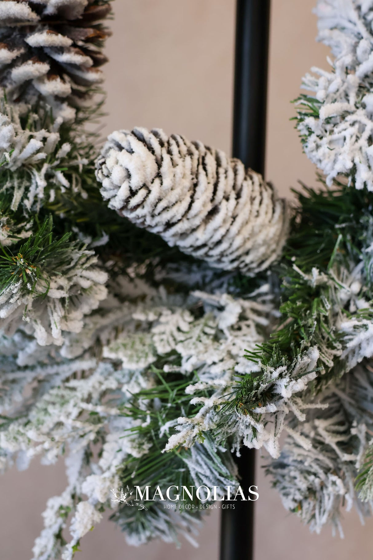 14" Snow Dusted Pine Candle Ring