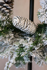 14" Snow Dusted Pine Candle Ring