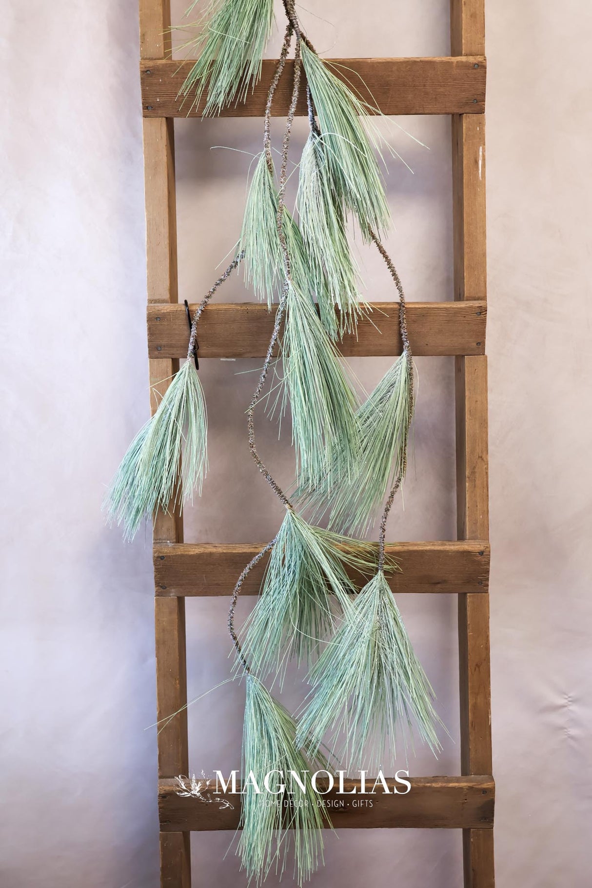 50" Frosted Long Needle Pine Drop Garland