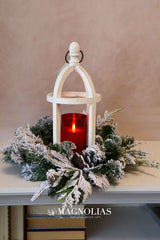 14" Snow Dusted Pine Candle Ring