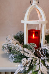 14" Snow Dusted Pine Candle Ring