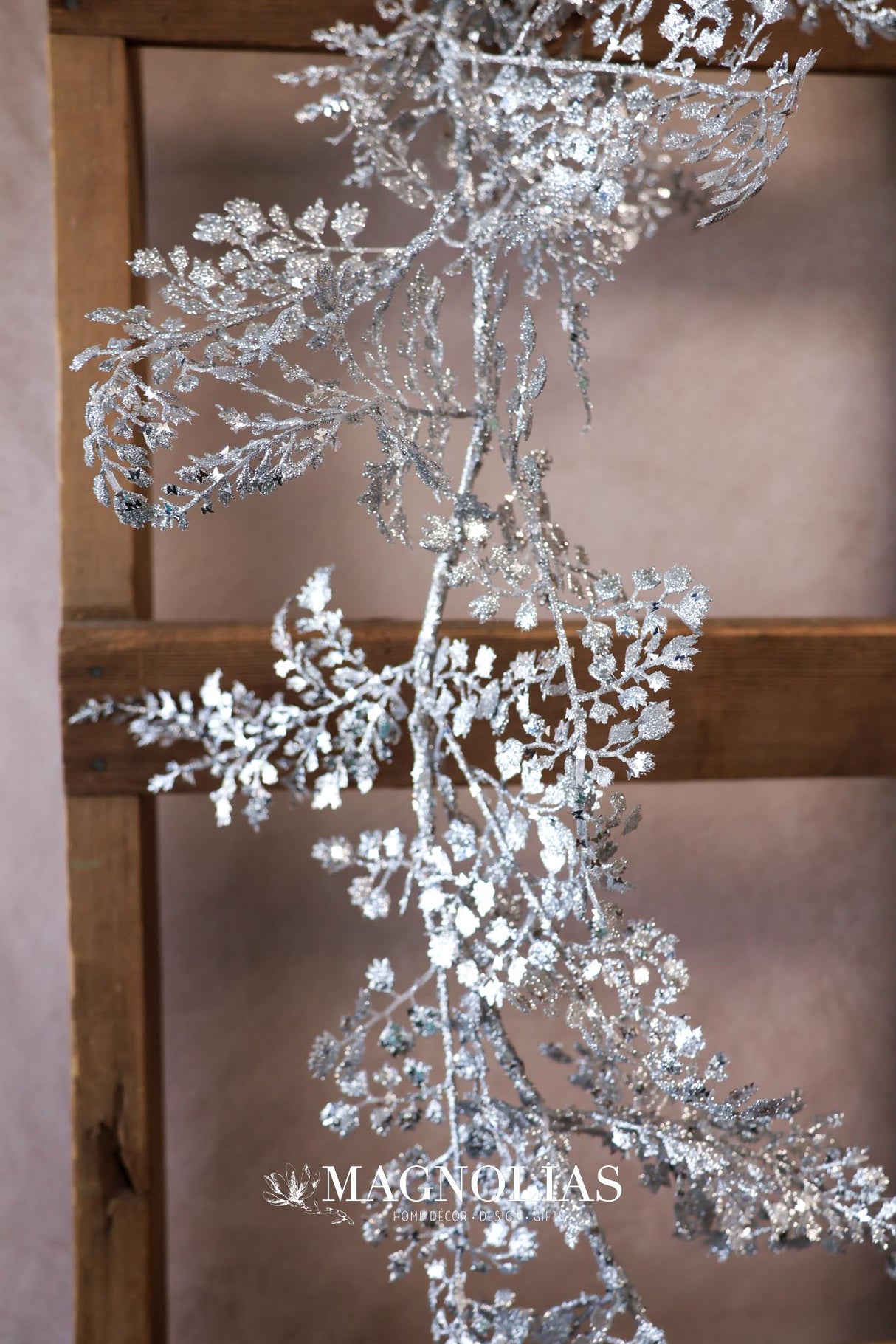 48" Silver Glitter Maidenhair Garland