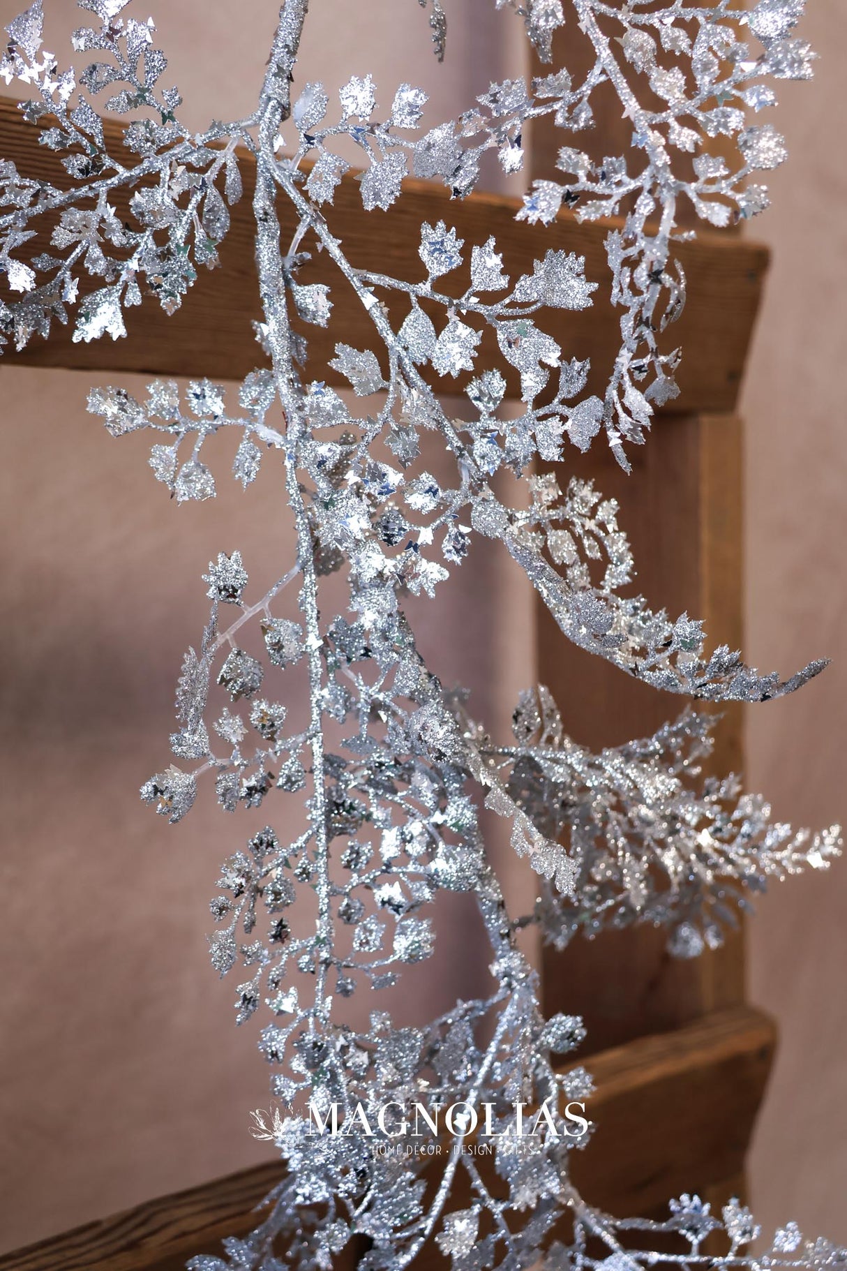 48" Silver Glitter Maidenhair Garland
