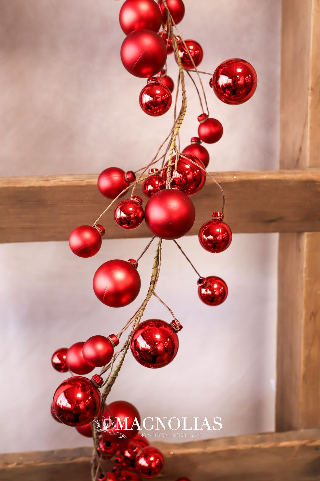 60" Red Shiny Ornament Garland