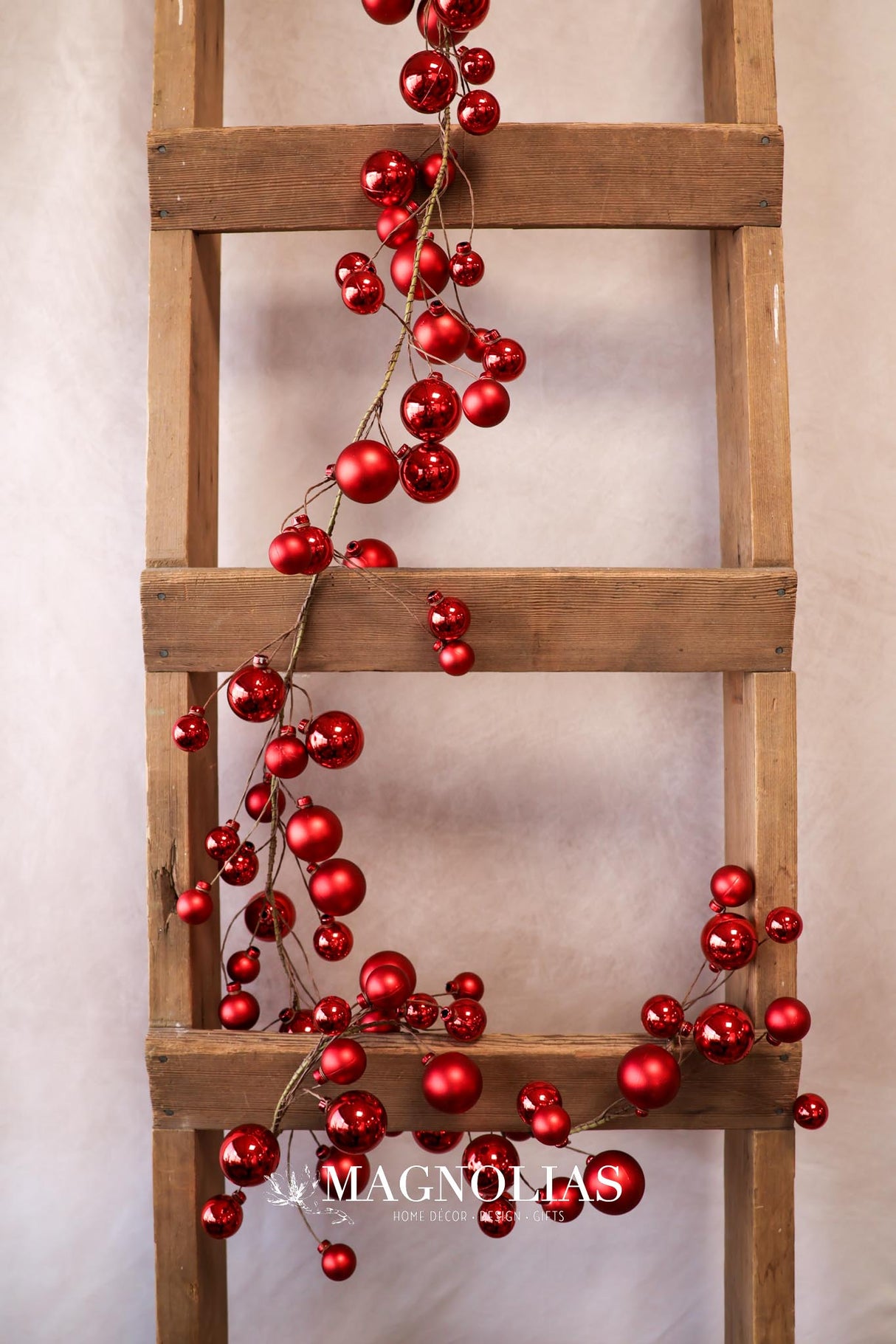 60" Red Shiny Ornament Garland