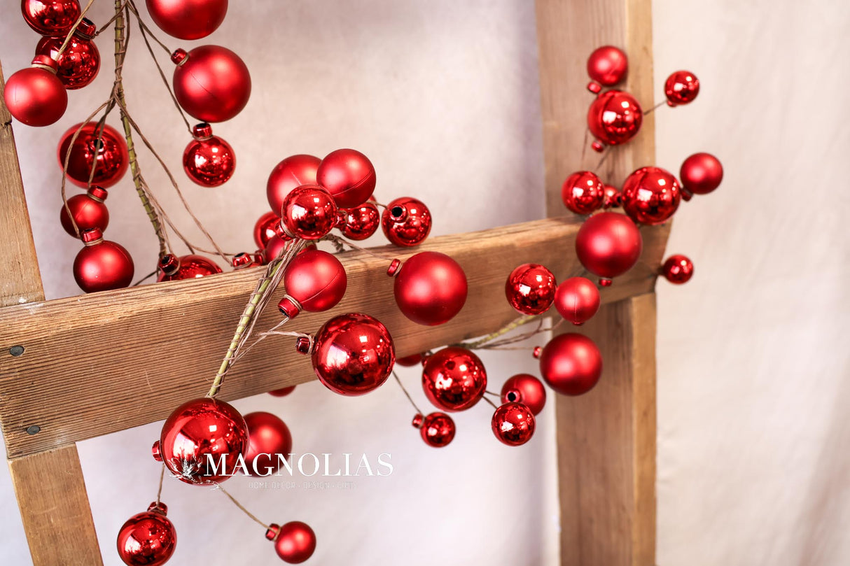 60" Red Shiny Ornament Garland