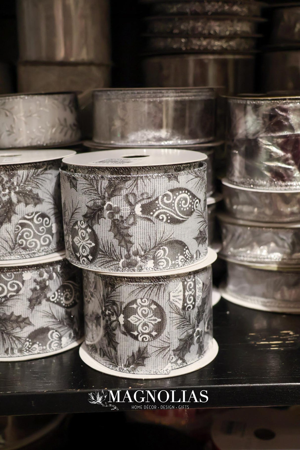 2.5" Silver Ornament Ribbon Bolt