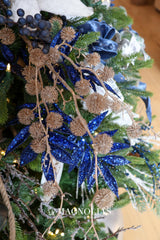 Midnight Blue Glitter Leaf Spray