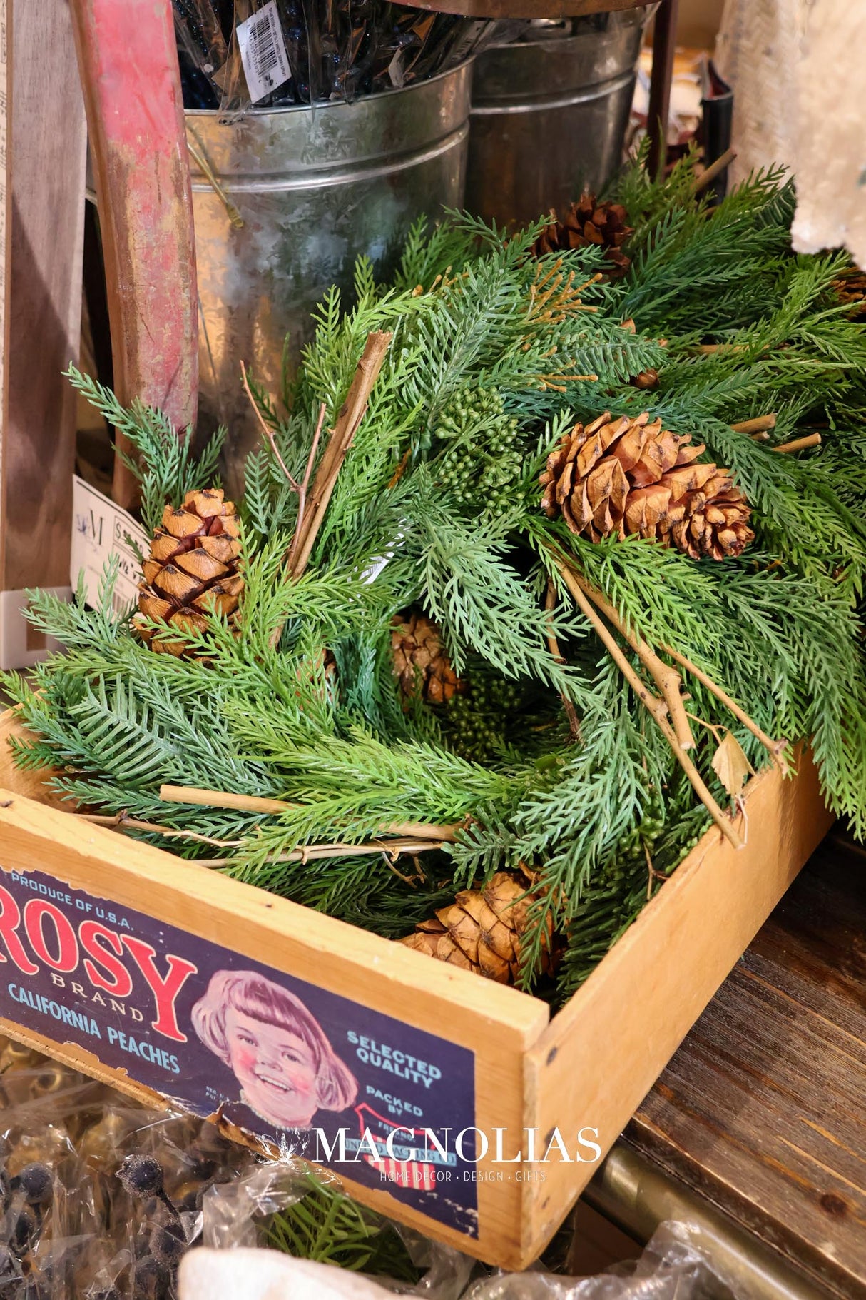 22" Real Touch Fine Pine Candle Ring