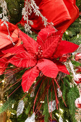 Red Rich Velvet Poinsettia Stem