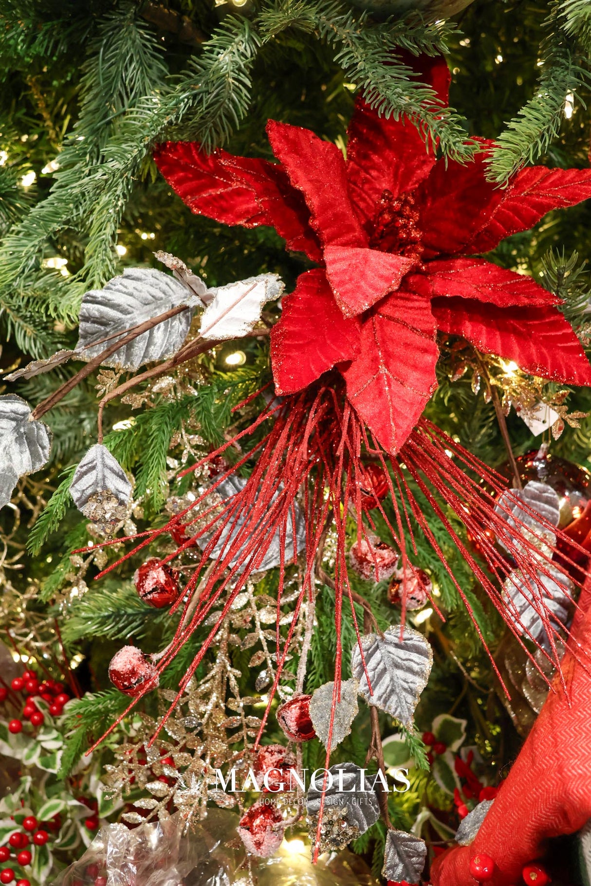 Red Rich Velvet Poinsettia Stem