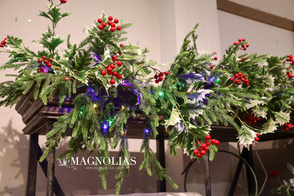 76” Green Oversized Norfolk Lighted Garland Multi & Warm