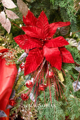 Red Rich Velvet Poinsettia Stem
