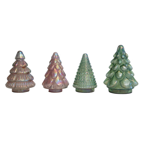 5-1/4" Round x 6-3/4"H Embossed Mercury Glass Tree, 3 Styles, 4 Iridescent Colors