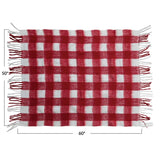 Red & White Plaid Fuzzy Throw Blanket