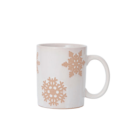 10 oz. Stoneware Mug w/ Wax Relief Snowflakes (Each One Will Vary)