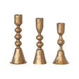 Hand-Forged Cast Iron Taper Holders, Antique Brass Finish, Set of 3