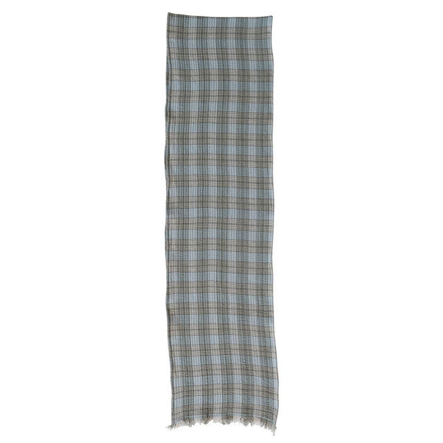 Woven Cotton Double Cloth Table Runner with Frayed Edges Plaid