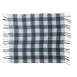 Woven Acrylic Throw with Fringe, Charcoal Color & White Plaid