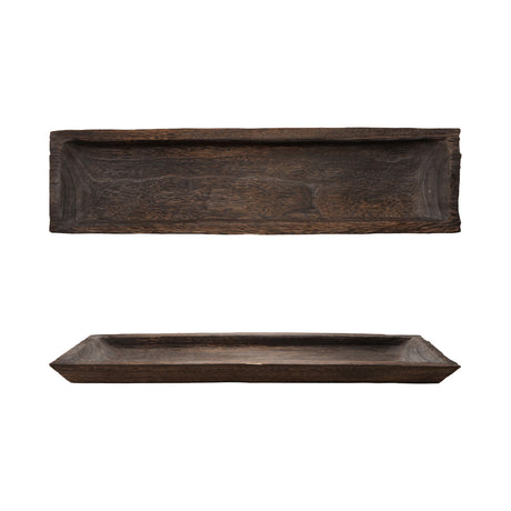 27-1/2"L x 7"W Decorative Paulownia Wood Tray, Walnut Finish