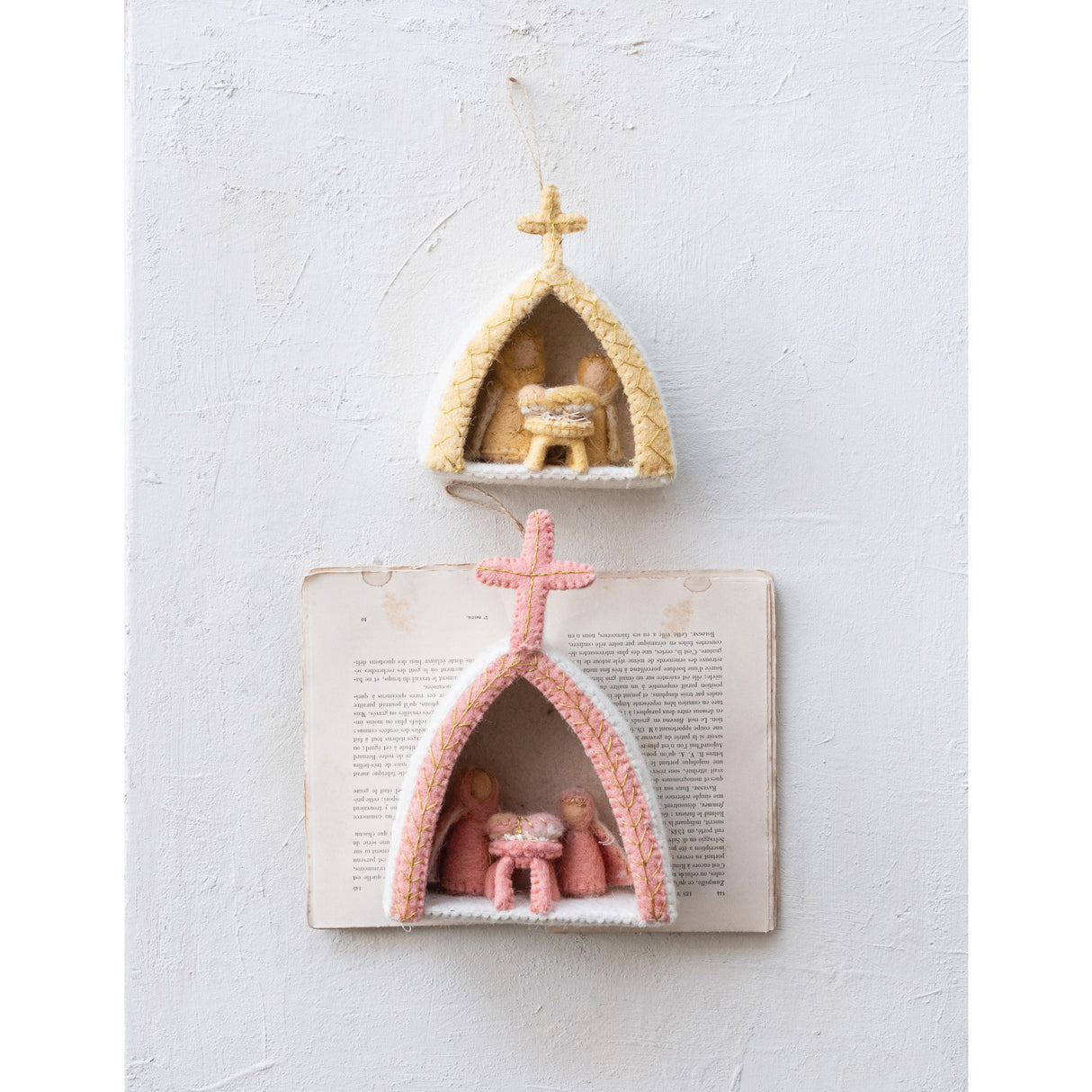 Handmade Wool Felt Holy Family Ornament with Embroidery ©