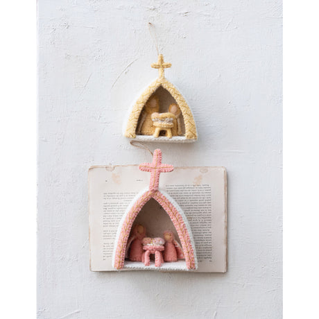 Handmade Wool Felt Holy Family Ornament with Embroidery ©