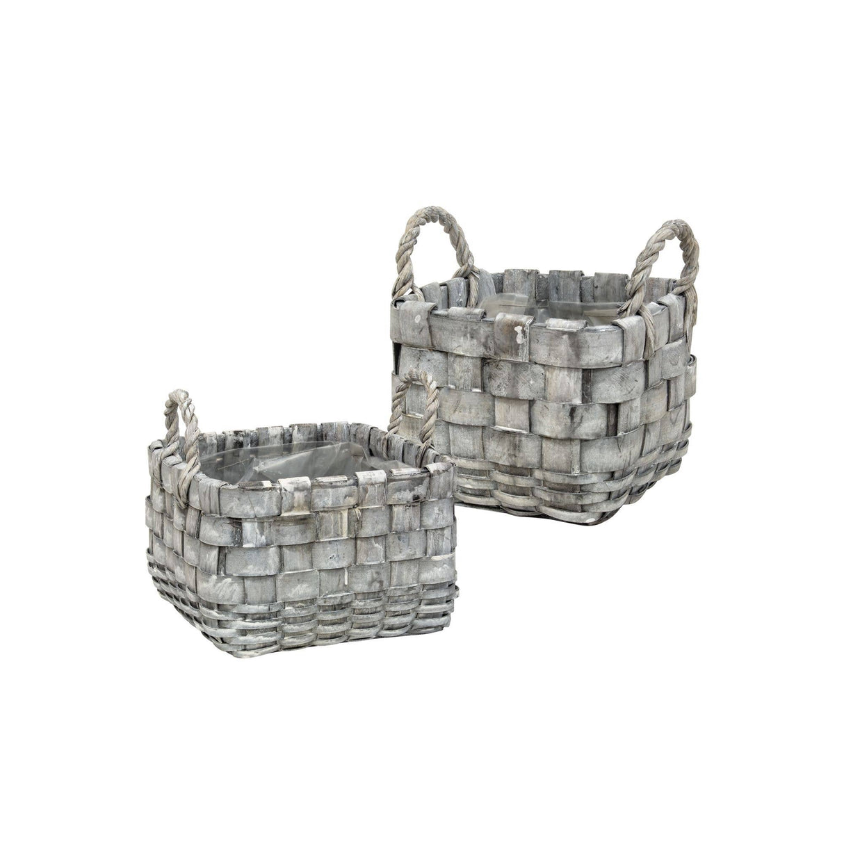 Square Graywashed Planter Basket