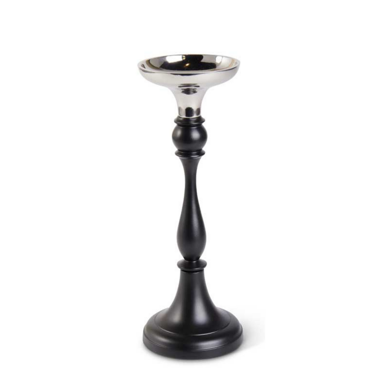 Black & Silver Metal Candlestick - 3 Size Options