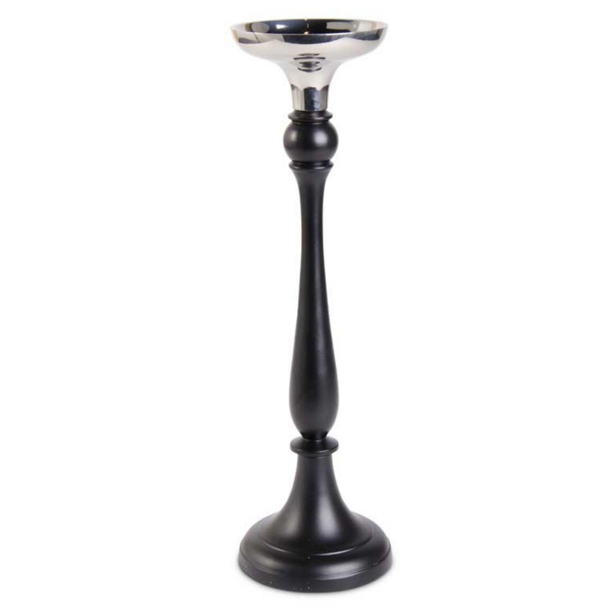 Black & Silver Metal Candlestick - 3 Size Options