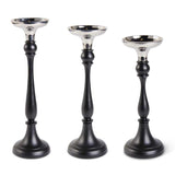 Black & Silver Metal Candlestick - 3 Size Options