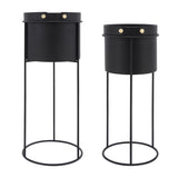 Black Metal Round Planters- 2 Sizes