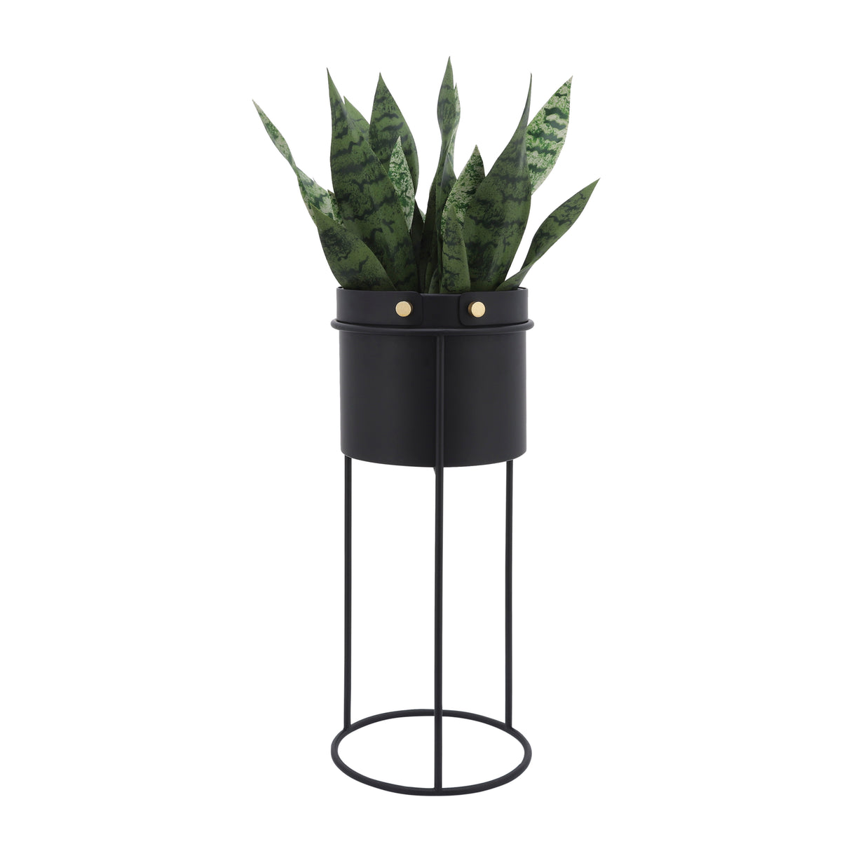 Black Metal Round Planters- 2 Sizes