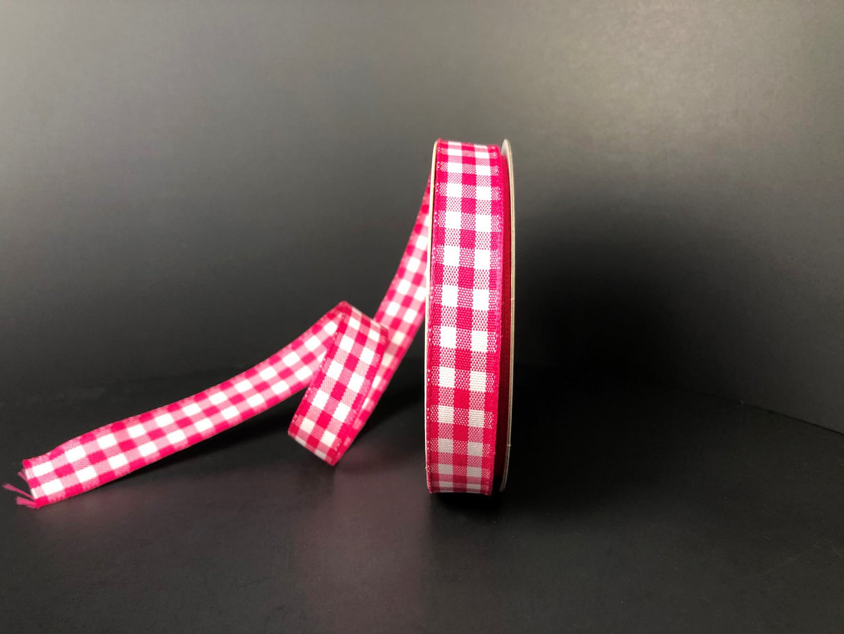 5/8" Fuchsia Check Ribbon Bolt