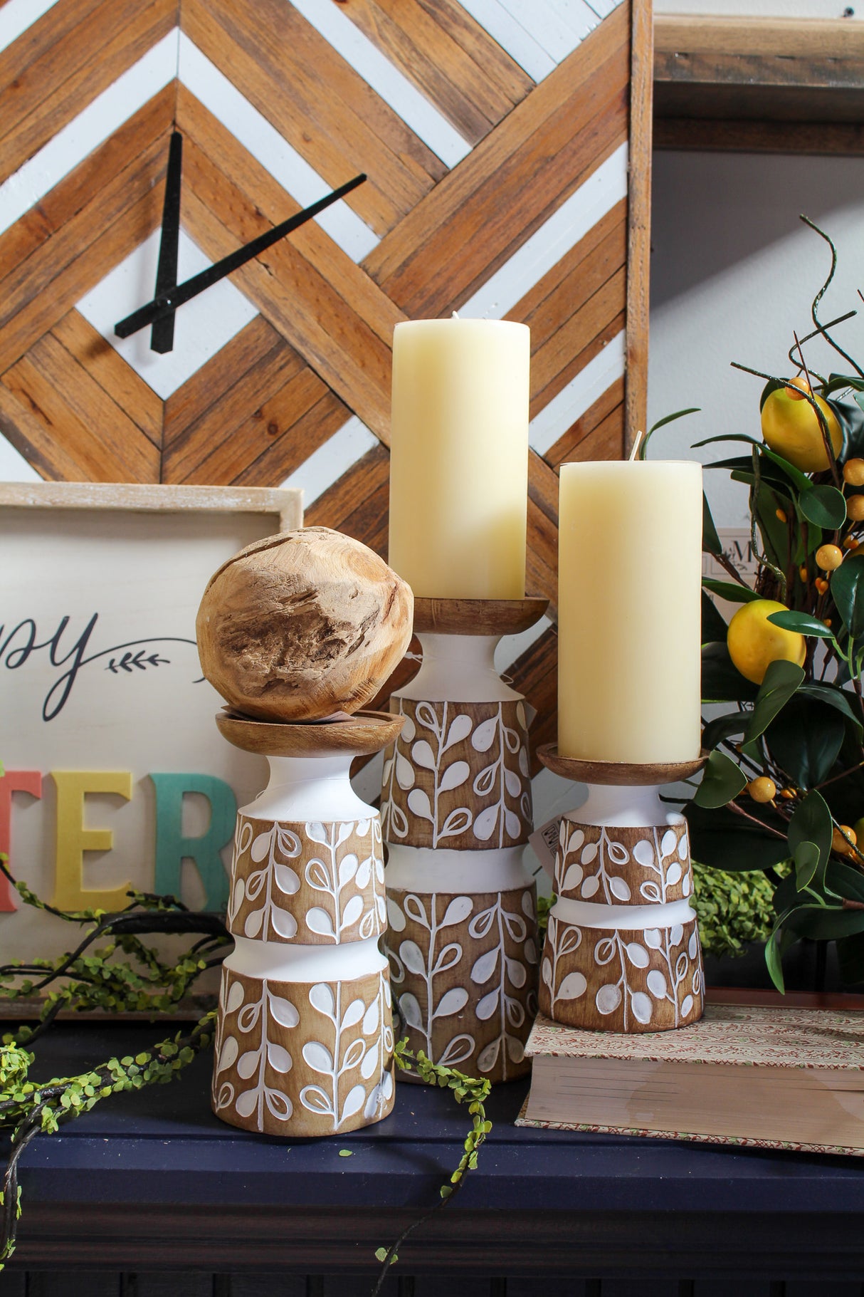 Weeping Willow Resin Candle Holder Set of 3