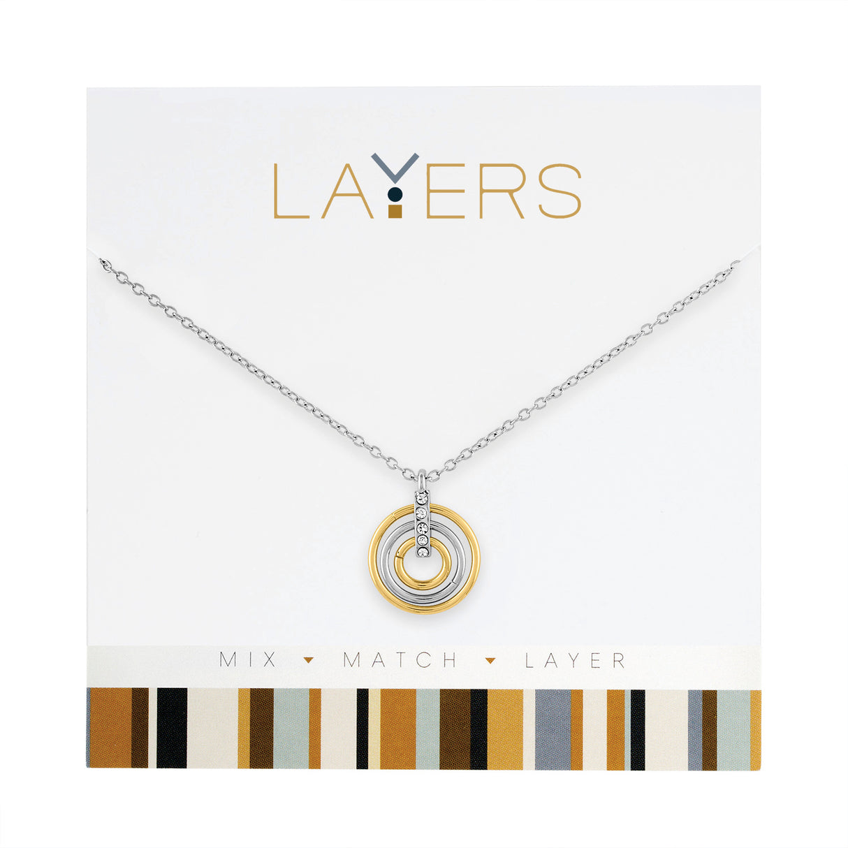 Silver & Gold Trio Ring Necklace