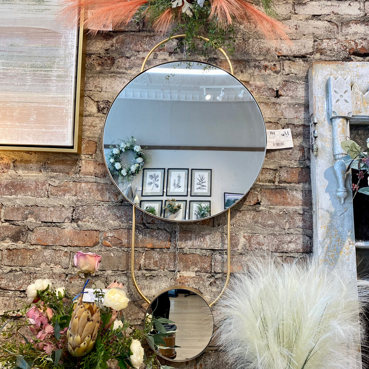 Wall Mirror In Gold - Pickup Only